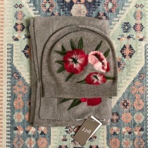 Floral embroidered Scarf and hat set, J Jill